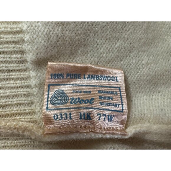 Archie Brown & Son by Braemar 100% scottish lambswool sweater sz L Ivory New VTG - Picture 5 of 6